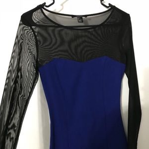 Blue and black mini dress